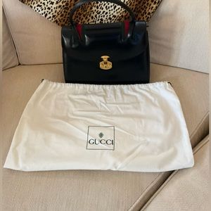 Vintage Gucci Lady Lock Top Handle bag with inset stripe